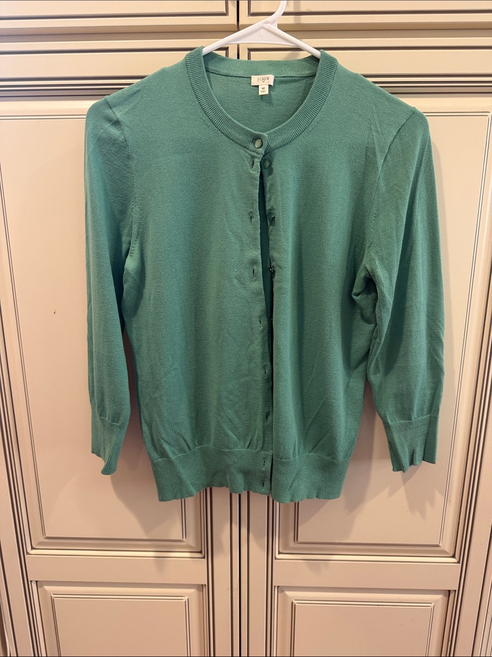 J. Crew Teal Crewneck Button Cardigan